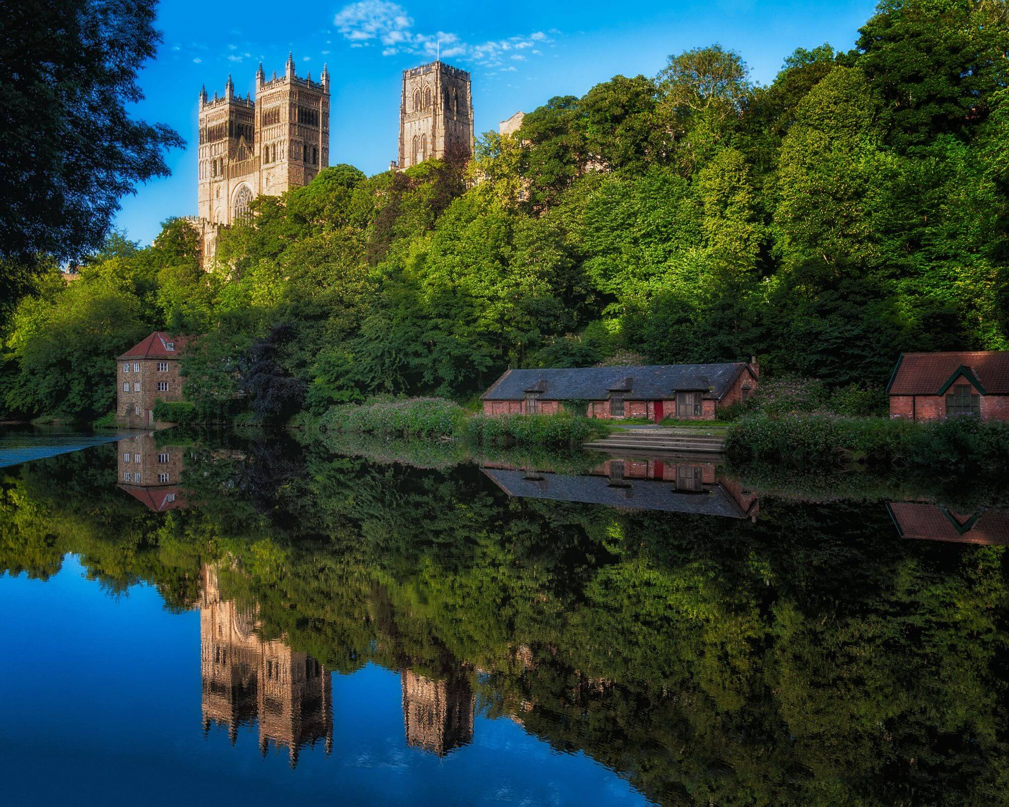 Durham Castle Along Side A Stream